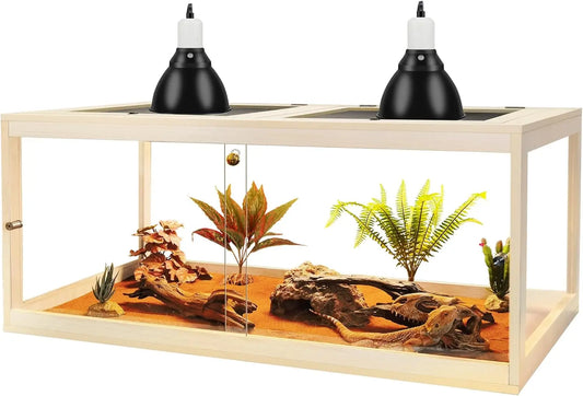 Bearded Dragon Tank, Reptile Tank with Meatl Mesh Roof and Front Sliding Door, Lizard Tank,Spacious Reptile Enclosure for Snakes