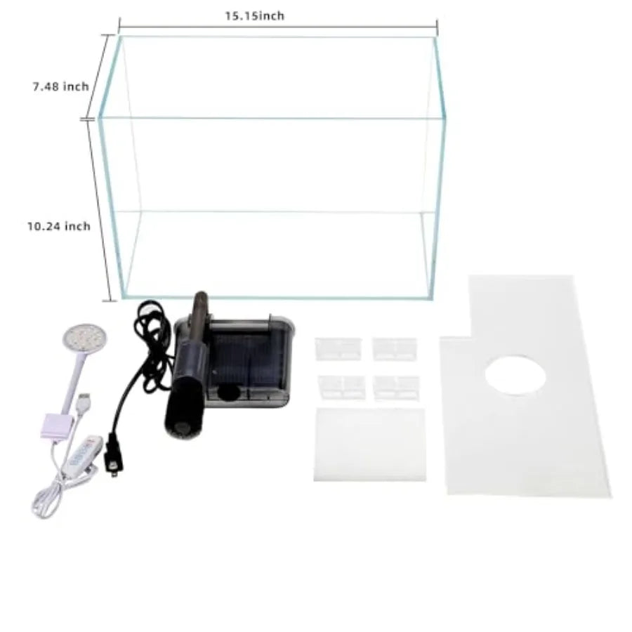 5 Gallon Glass Small Fish Tank with Filter Light and Lid, Betta Aquarium Starter Kits
