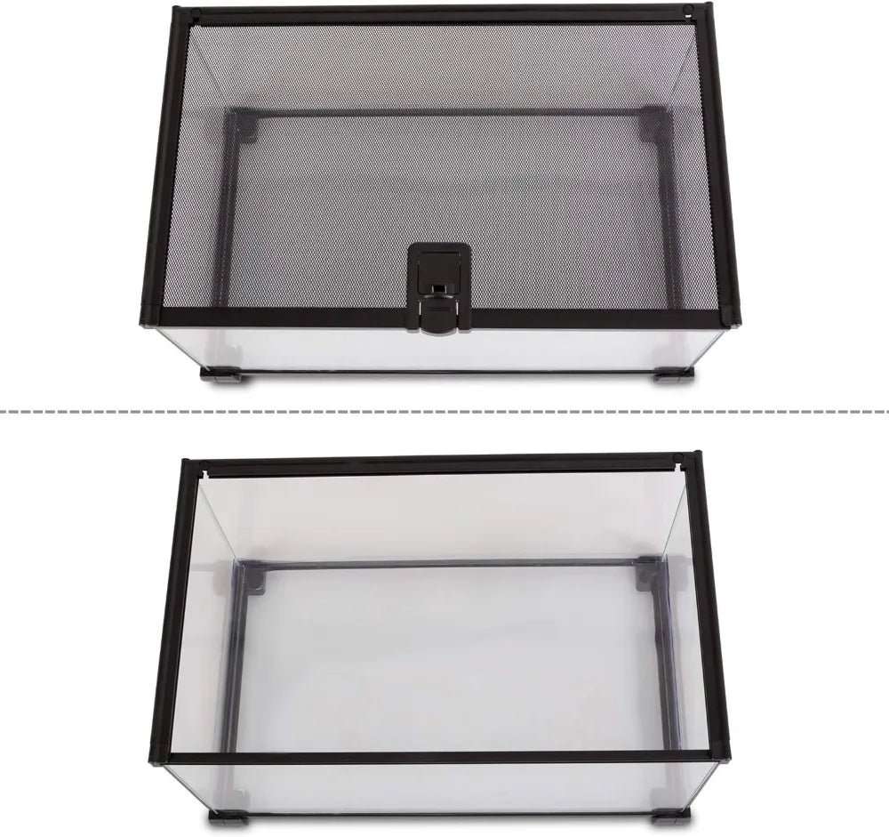 10 Gallon Reptile Tank Glass Terrarium 20"x12"x10" Sliding Screen Top for Small Animals