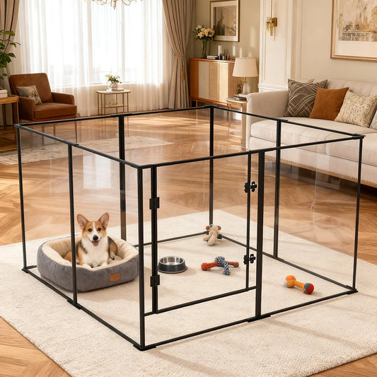 Large Acrylic Dog Playpen Enclosure Indoor Pet Cage Fence Cat Kitten Rabbit Bunny Hedgehog Pet Whelping Box Full Visibility