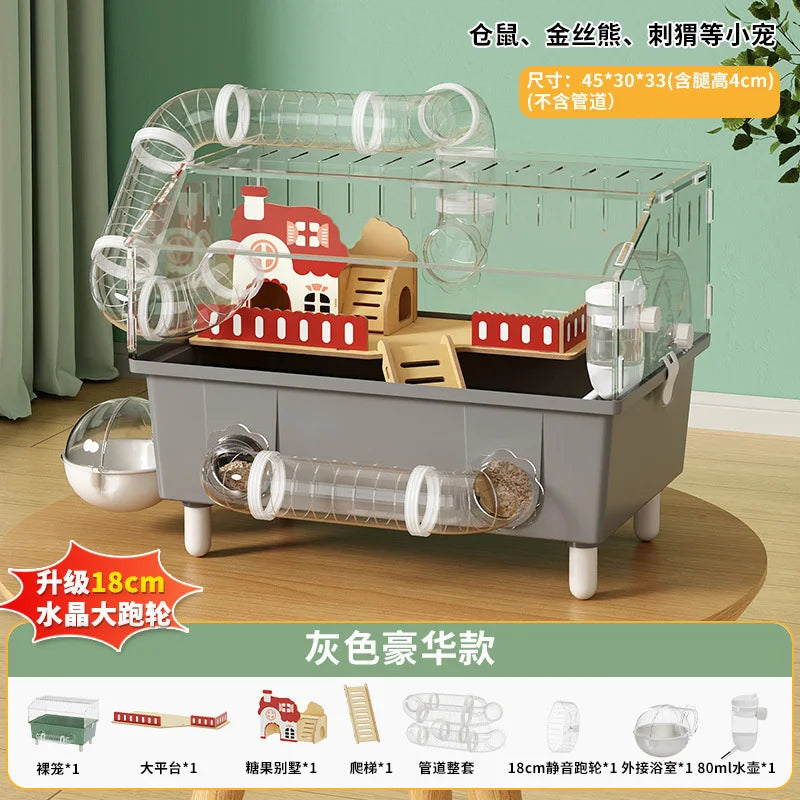 Luxury Transparent Hamster Villa Cage With Raised Tunnel And Scenic Habitat For Dwarf Hamsters For Kids And Pet Lovers Display