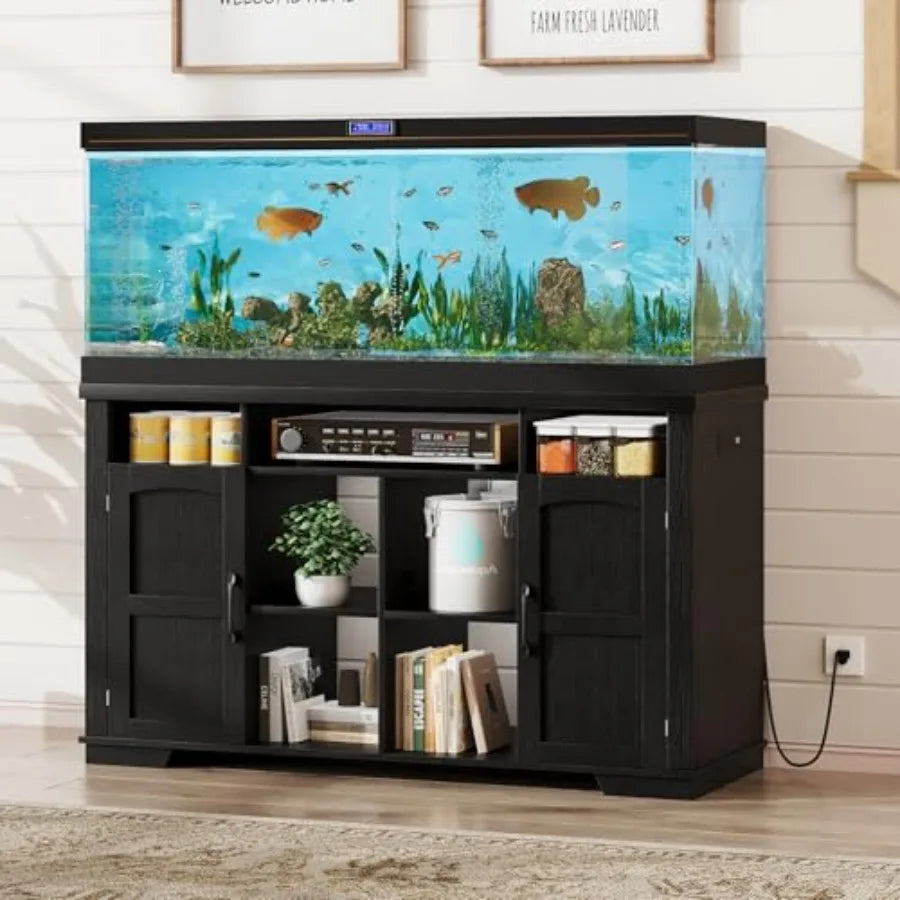 55-75 Gallon Fish Tank Stand, Heavy Duty Aquarium Stand with Power Outlet, 1000LBS Wood Fish Tank Cabinet with Storage Suitable