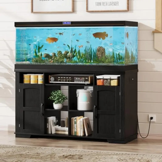 55-75 Gallon Fish Tank Stand, Heavy Duty Aquarium Stand with Power Outlet, 1000LBS Wood Fish Tank Cabinet with Storage Suitable