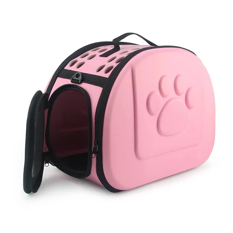 Foldable Portable Pet Carriers Bag EVA Multihole Breathable Dog Cat Carrier Bags Outdoor Travel Pets Cats Handbag Safety Zippers
