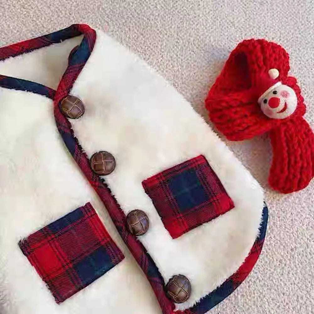 Winter Pet Dog Vest Coat with Scarf Chihuahua Jacket Christmas Costumes for Small Medium Dogs Puppy Fleece Clothes Pet Supplies