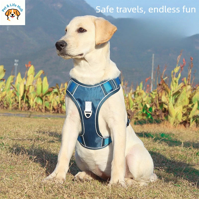 Automatic retractable dog leash with chest and back strap dog rope integrated vest reflective vest for pets pet supplies