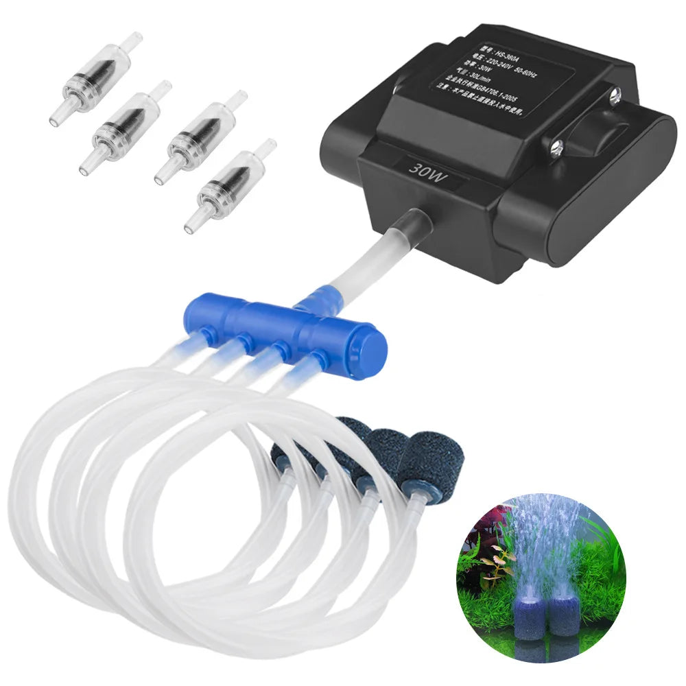 110V/220V Electromagnetic Air Pump Oxygen Pump Fish Tank Aquarium Aquaculture Oxygenator Aerator Compressor Air Pump 4 Way Parts