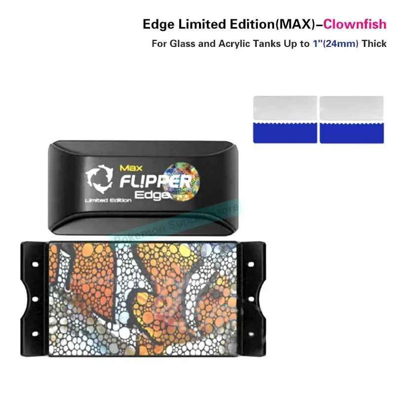 Limited Edition Flipper Edge Max Magnetic Algae Cleaner 2 In 1 Floating No Scratch for Glass Acrylic Fish Tank Marine Aquarium