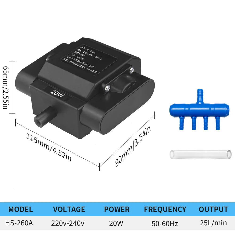 110V/220V Electromagnetic Air Pump Oxygen Pump Fish Tank Aquarium Aquaculture Oxygenator Aerator Compressor Air Pump 4 Way Parts