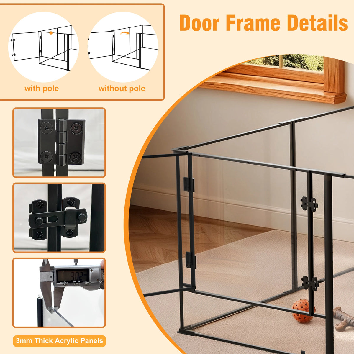 Large Acrylic Dog Playpen Enclosure Indoor Pet Cage Fence Cat Kitten Rabbit Bunny Hedgehog Pet Whelping Box Full Visibility