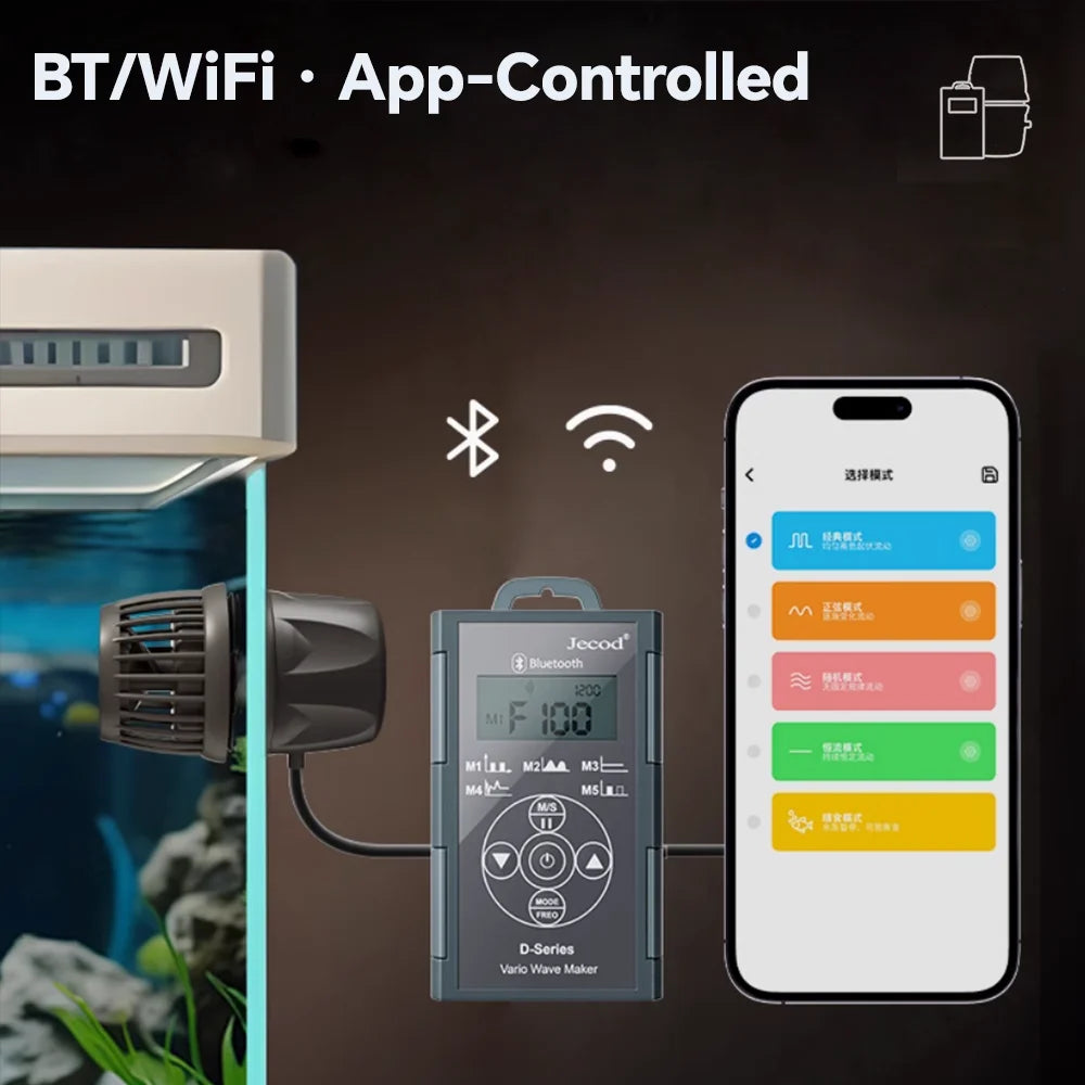 Jebao Jecod DMP-10/20/30/40 New Smart Bluetooth App Control Cordless Freshwater Saltwater Fish Tank Aquarium Wavemaker Pump