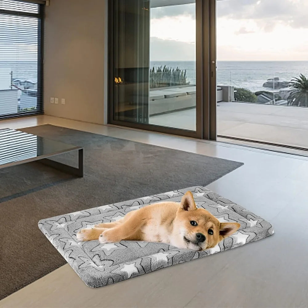 Reversible Dog Crate Pad - Cool & Warm, Machine Washable, Cozy Star Pattern, All-Season Pet Bed for Small Medium Large Dogs, 30"x20"