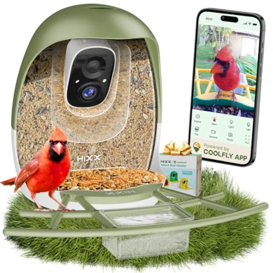 Smart Bird Feeder with Camera, AI Identify Birds and Auto Capture, 2K HD Live Camera Birdwatching with Color Night Vision for B