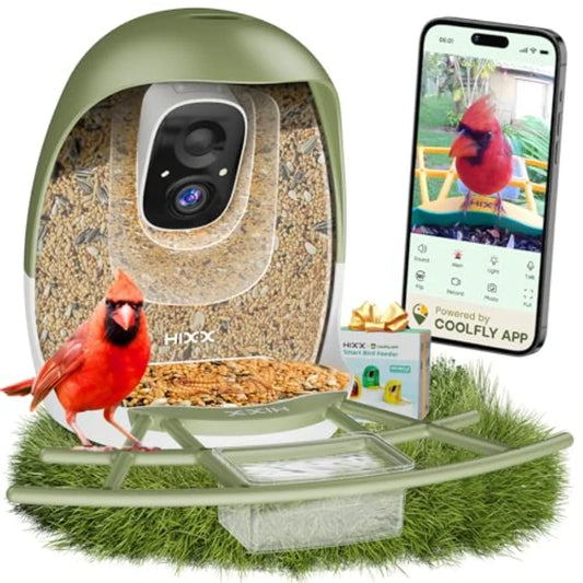 Smart Bird Feeder with Camera, AI Identify Birds and Auto Capture, 2K HD Live Camera Birdwatching with Color Night Vision for B