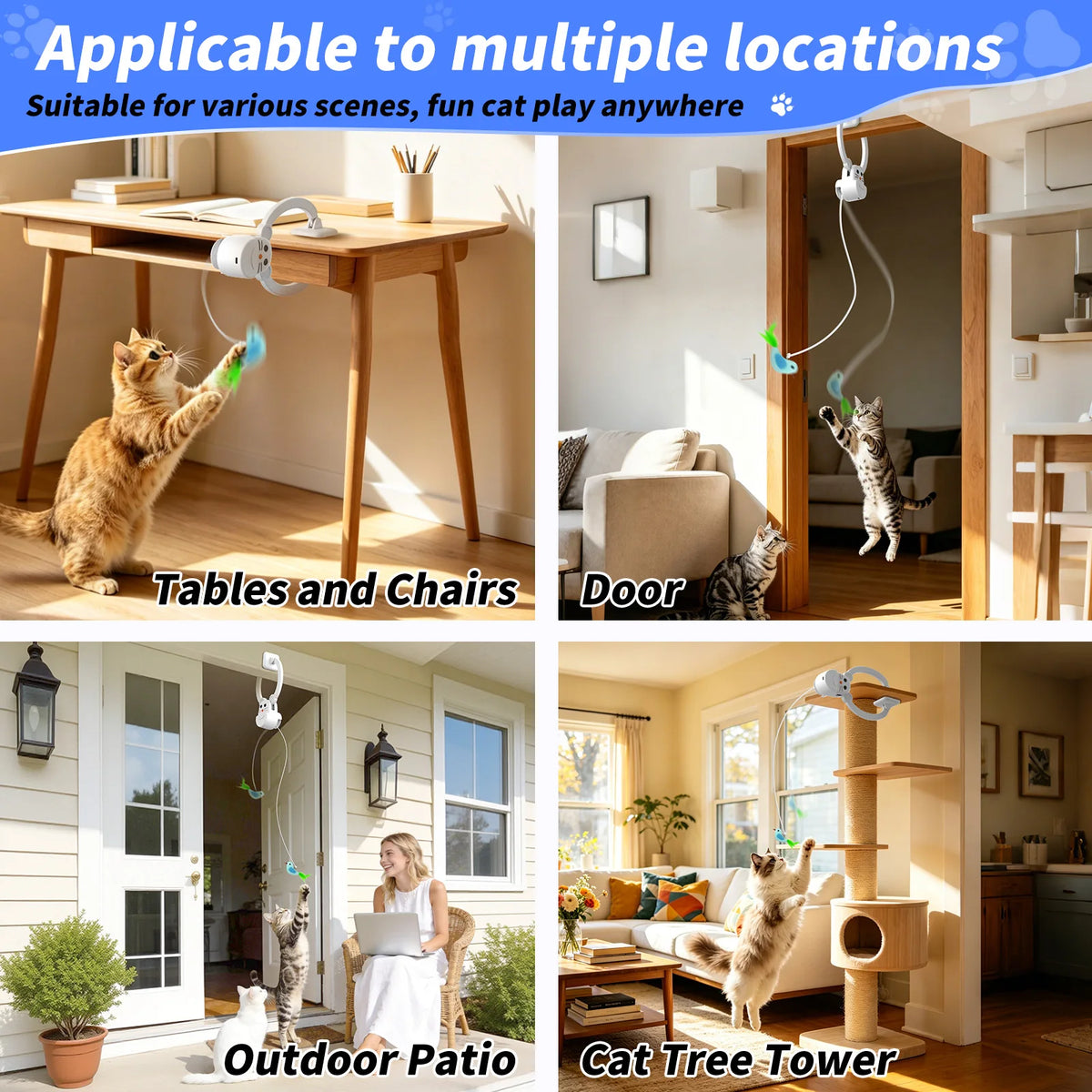 Interactive Cat Toys for Indoor Cats,  Rechargeable Durable Safe Hanging Cat Toy for Bored Kittens & Adult Cats