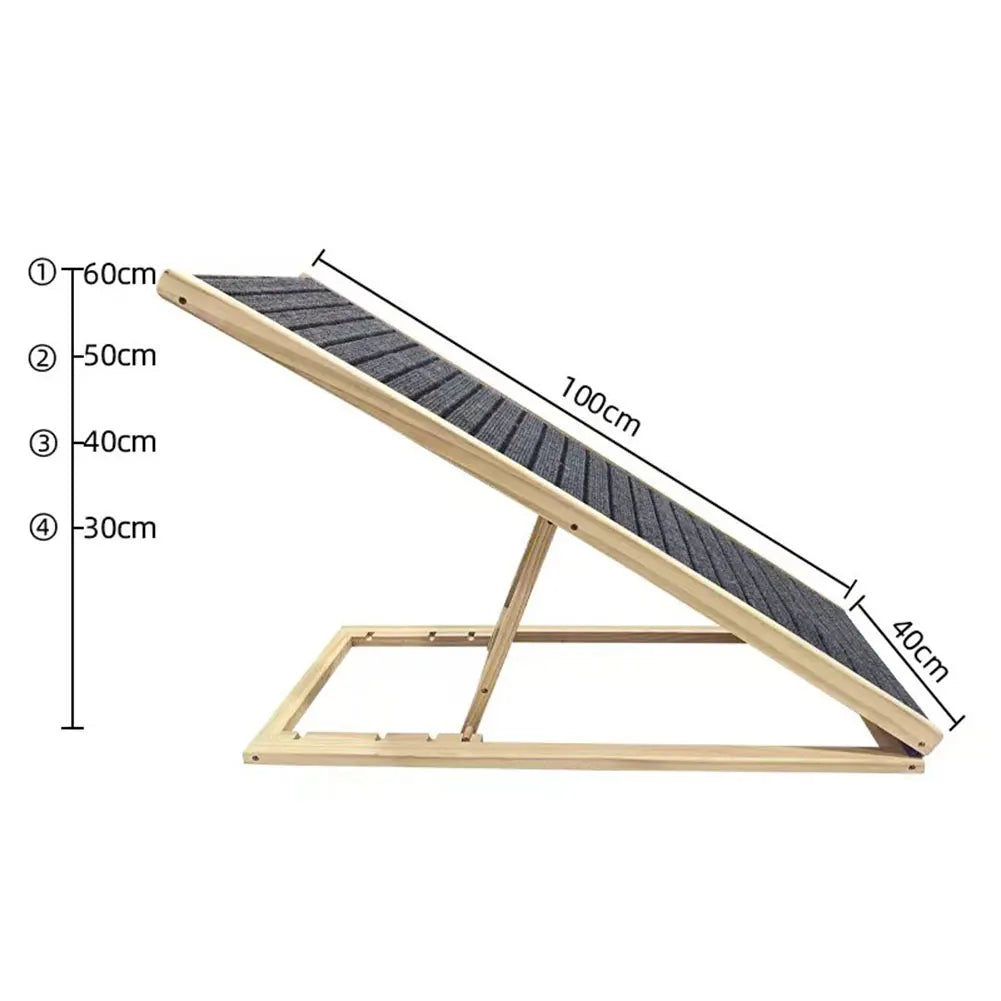 Wooden Foldable Pet Ladder 3/4 Levels Height Adjustable Pet Dog Climbing Ladder Non-Slip for Indoor High Bed Couch