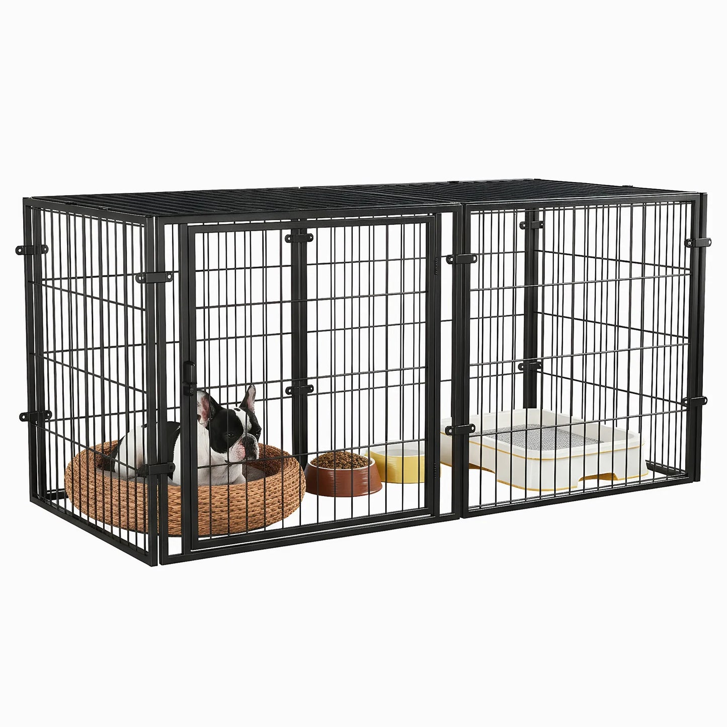 48 Inch Puppy Playpen Easy Assemble Dogs Cage Kennels for Puppy Cat (Black)