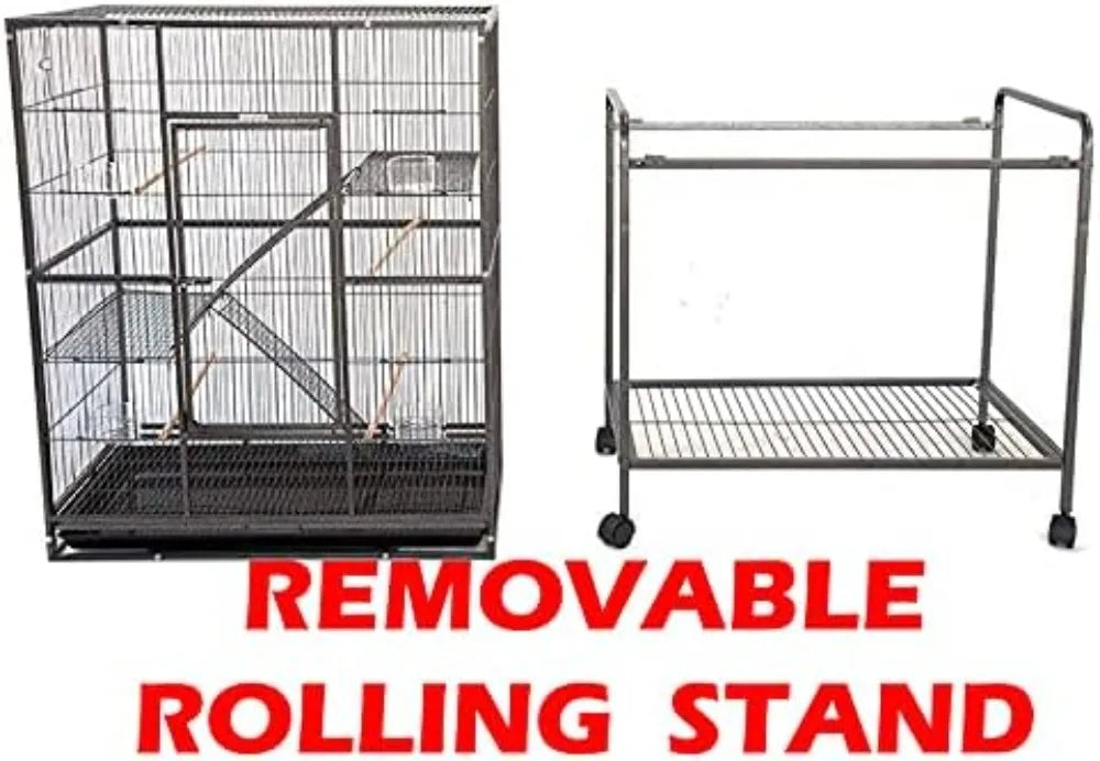 54" Large 4-Level Chew-Proof Small Animal Cage with Rolling Stand, 1/2" Wire Spacing for Ferret, Squirrel, Chinchilla, Rat
