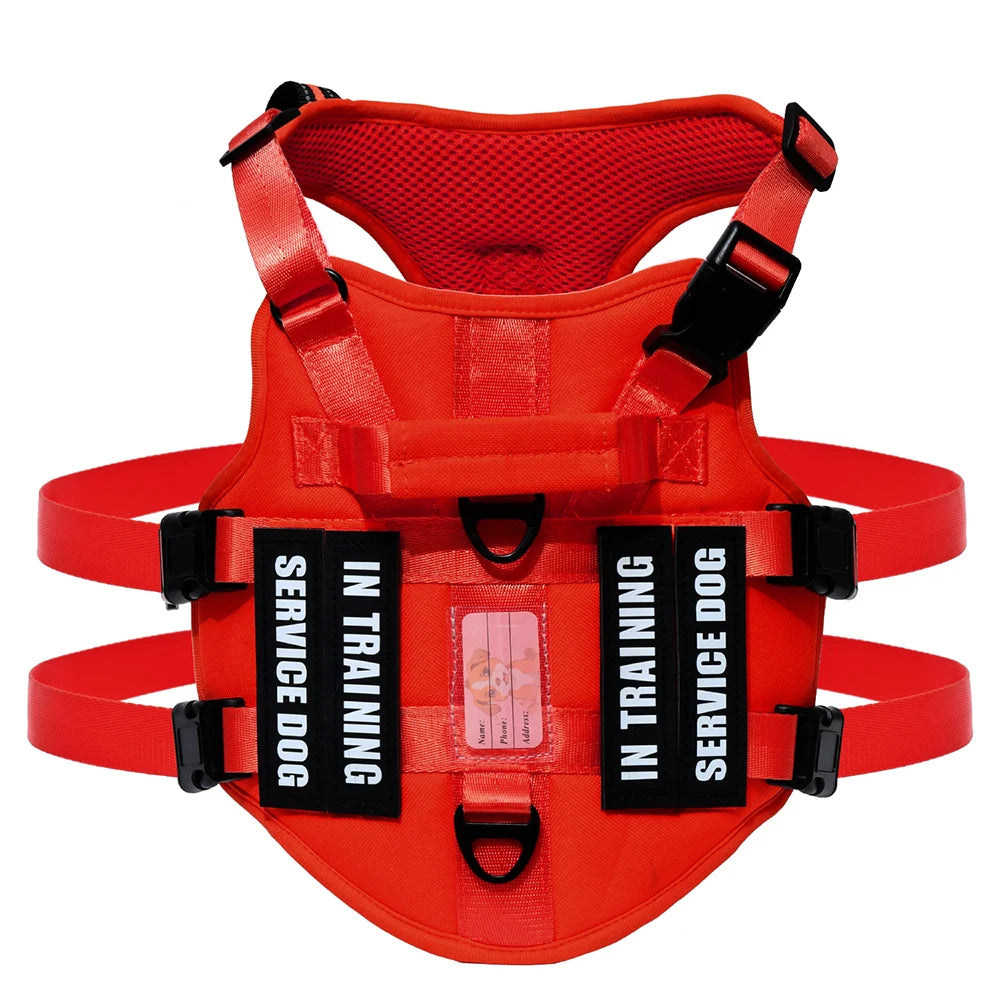 Service Dog Vest No Pull Dog Harness with 4 Dog Patches, Reflective Pet Harness with Durable Soft Padded Handle for Training Med