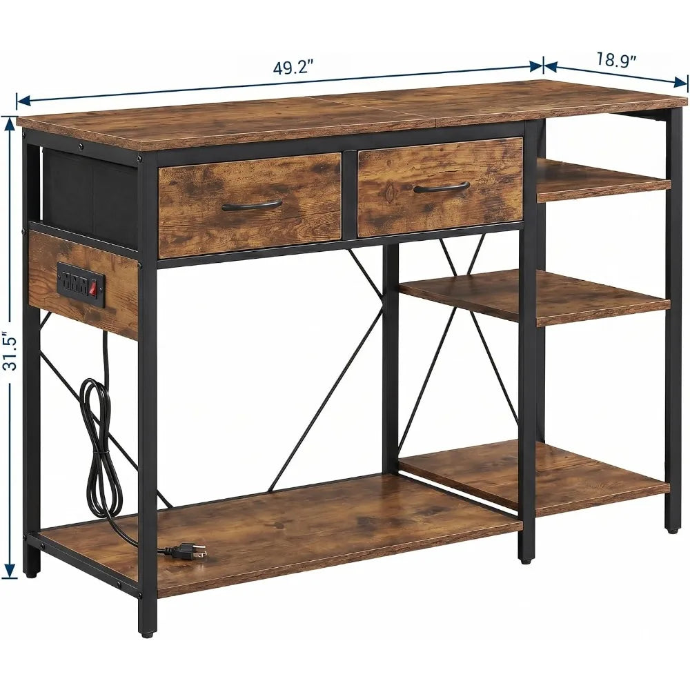 Aquarium Stand with Power Outlet for Fish or Reptile Tank 49.2" x 17,7" Top Tabletop Terrarium Stand with Power Outlet For Farmhouse Home