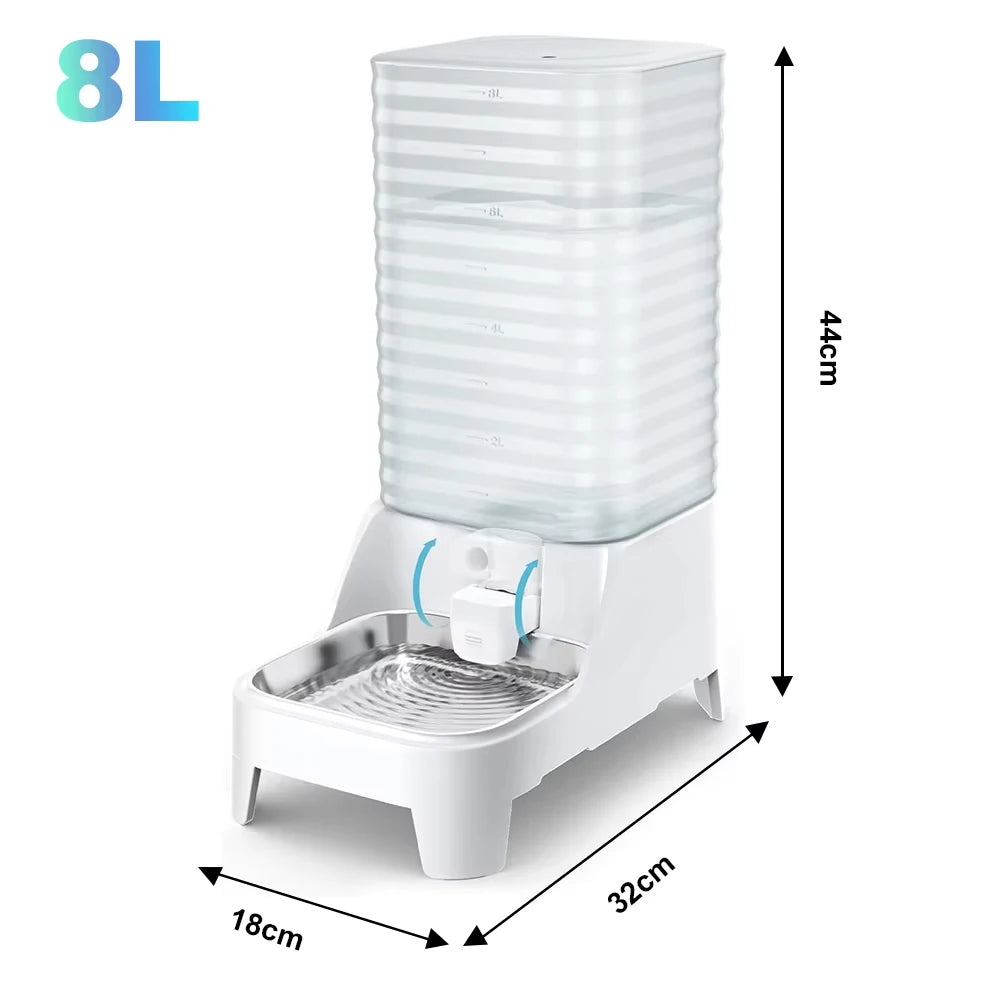 Furpipi 8L Large Capacity Automatic Pet Feeder & Water Dispenser Gravity Pet Feeding StationStainless Steel Pet Waterer for Pets